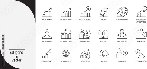 Business and Strategy Icons: A collection of concise and visually clear icons representing core business concepts.