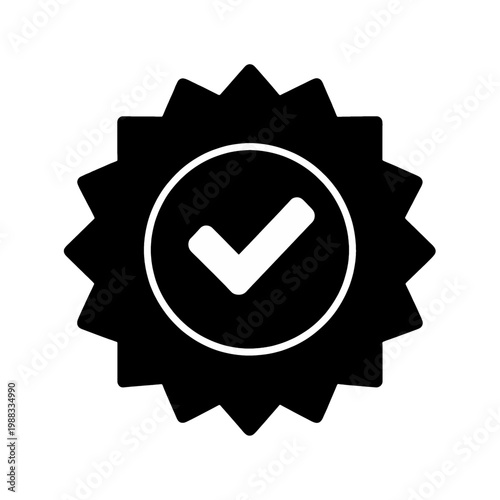 Gear with Checkmark Icon Flat Vector Design