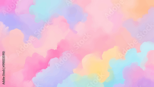 Abstract watercolor sky background with soft fluffy white clouds and colorful airy cloudscape atmosphere in bright nature inspired design