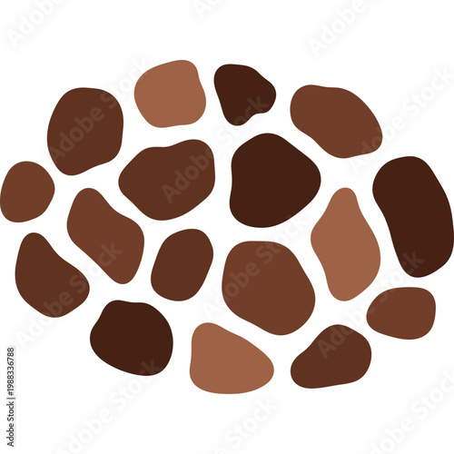 Brown rocks gathered in a pile on the ground outdoors