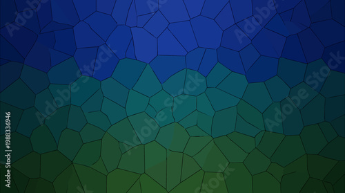 A vibrant mosaic pattern with a gradient of blue and green hues