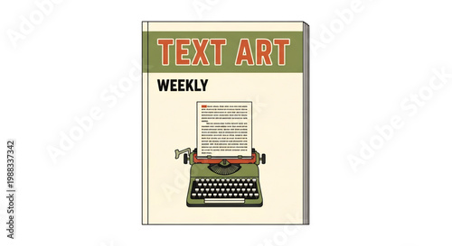 Magazine cover with typewriter theme representing vintage writing and publishing.
