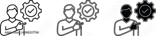 Line art illustrations of a person with evolving digital head concepts