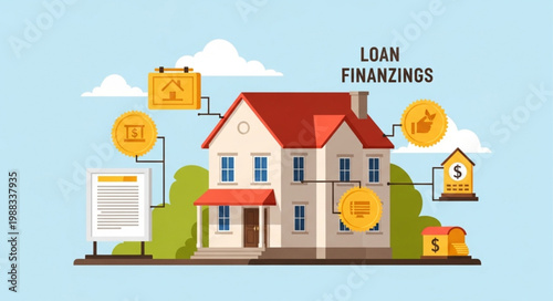 House Loan Financing Concept Illustration.