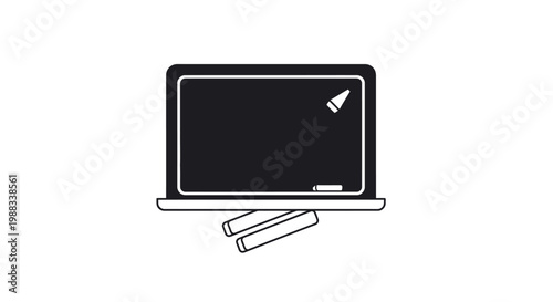 Minimalist Blackboard Icon with Chalks, Ideal for Education, Classroom, and Teaching