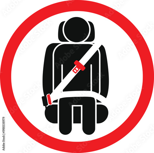 Prohibition sign no person allowed without seatbelt