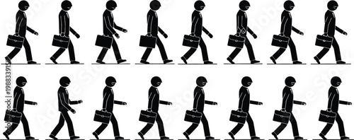 Walking people silhouette sequence a visual representation of human locomotion