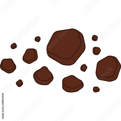Illustration of various brown rocks scattered on a surface