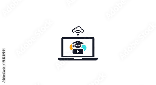 Conceptual illustration of digital learning, online education, and video tutorials