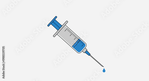 Illustration of a Medical Syringe with a Single Drop of Liquid, Ready for Injection