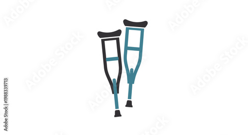 Illustration of Two Crutches, Signifying Mobility and Recovery with Isolated Background