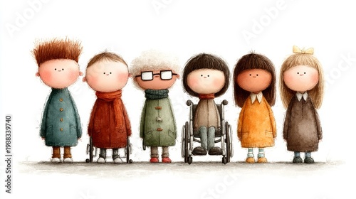 Wallpaper Mural Diverse group of children and friends including kids in wheelchairs showing inclusion and friendship Torontodigital.ca