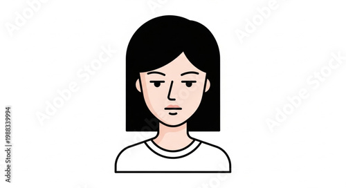 Illustration of a bored young woman with dark hair.