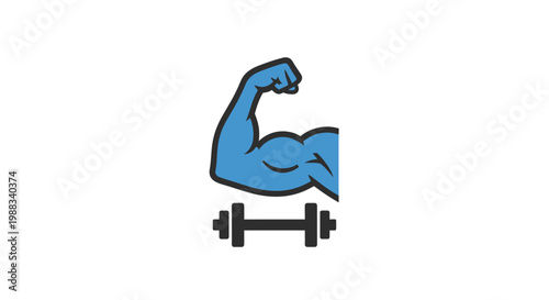 Illustration depicting strength training with a muscular arm and dumbbell for fitness