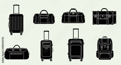 Collection of various travel bags and luggage silhouettes.