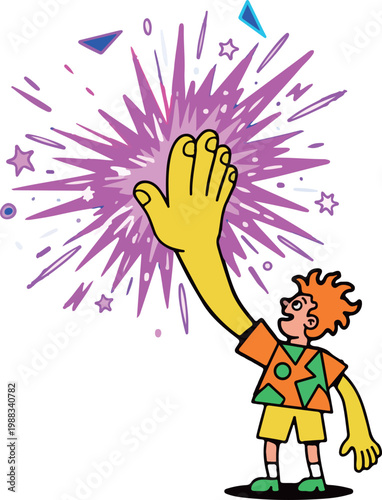 Cartoon Man Reaching for Starburst