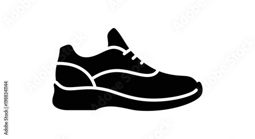Silhouette illustration of a stylish black athletic shoe for sports, fitness, or everyday wear