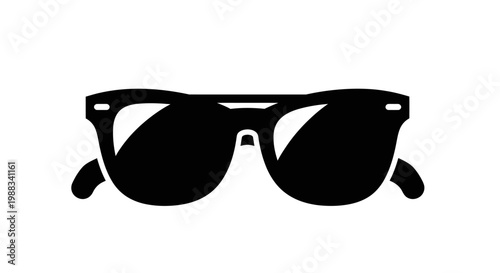 Silhouette illustration of sunglasses on a white background, black eyewear