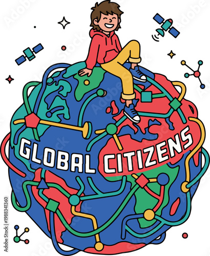 Global Citizens Cartoon Illustration