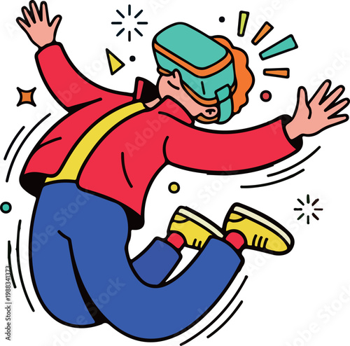 Jumping Man with VR Headset