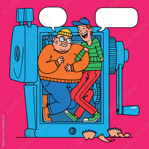 Two Men in a Pencil Sharpener