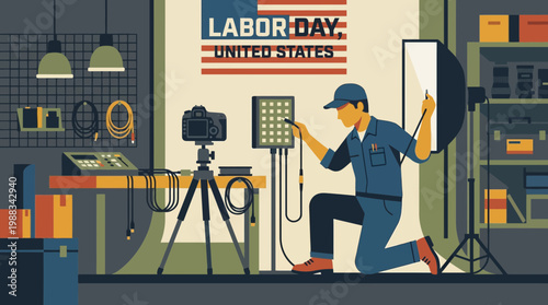 Labor Day United States Illustration Featuring a Studio Technician