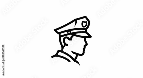 Stylized profile of an officer wearing a cap with insignia