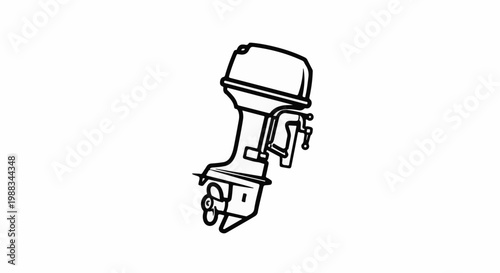 Black line drawing of a boat motor with propeller