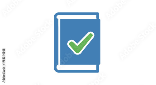 Iconic Book with Checkmark Symbolizes Completion, Approval, and Verified Information