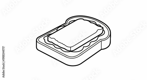Simple line art of a sandwich in a square lunchbox