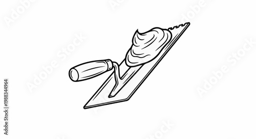 Stylized line drawing of a trowel with mortar on its blade