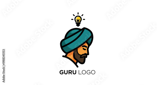 Guru Logo Illustrating Wisdom and Insight with a Symbolic Lightbulb Representation
