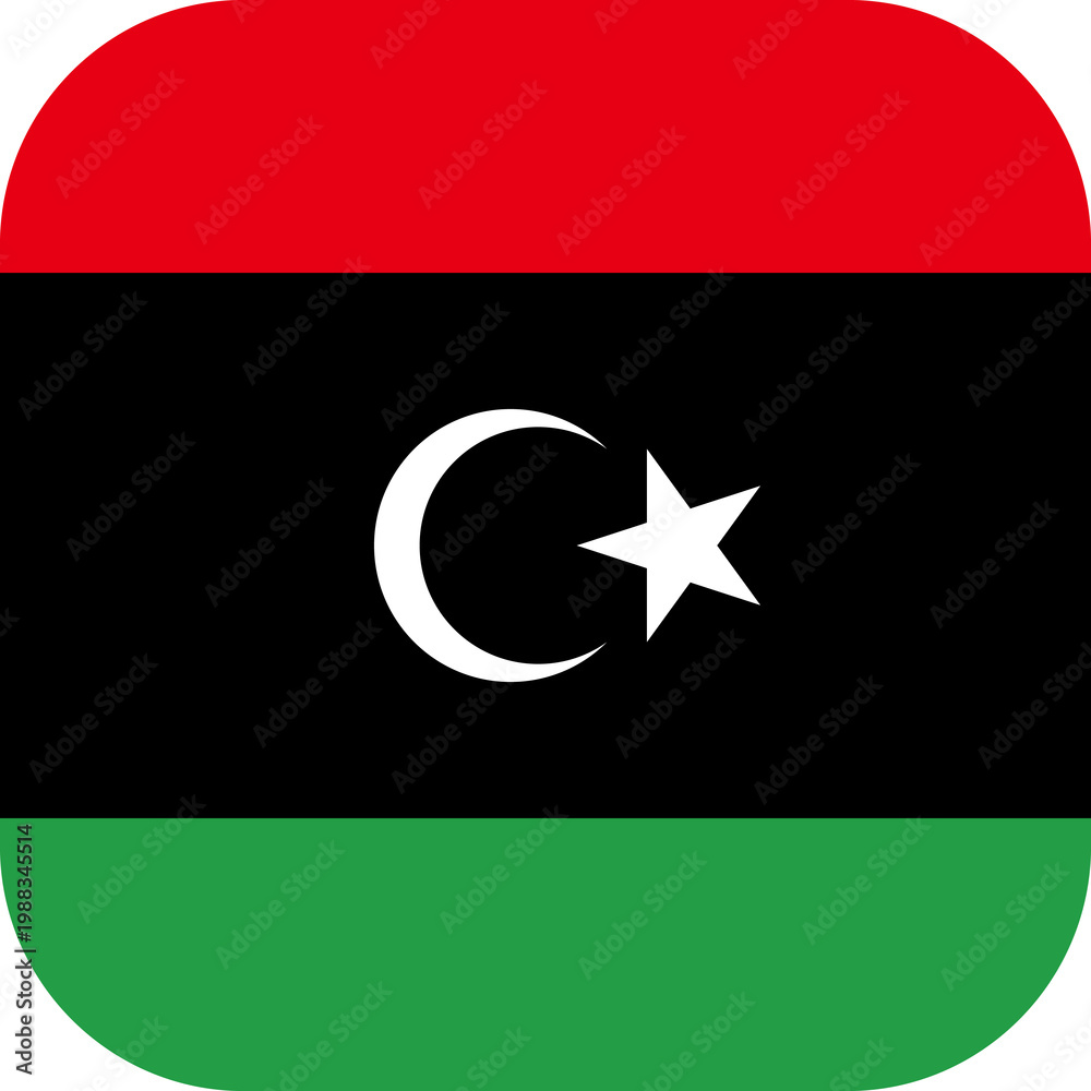 Obraz premium Libya Flag Rounded Corner Icon