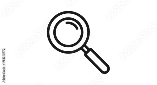 Minimalistic illustration of a magnifying glass for search, inquiry, and investigation