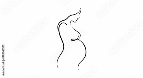 Elegant continuous line drawing of a pregnant woman