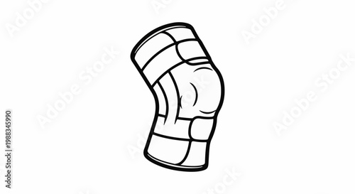 Black and white outline drawing of a protective knee brace