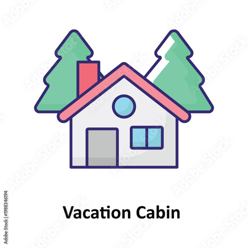 Vacation Cabin Vector icon which can easily modify or edit