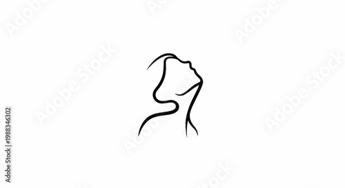 Minimalist abstract line art of a person's profile looking upwards