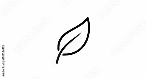 Simple black line drawing of a single leaf with a central vein on a white background