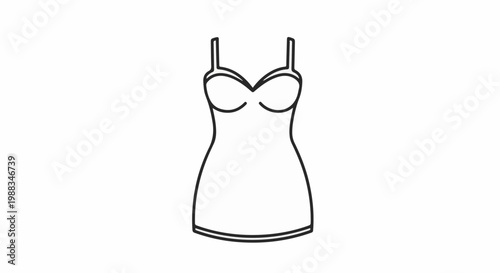Simple black outline drawing of a strappy sleeveless slip dress