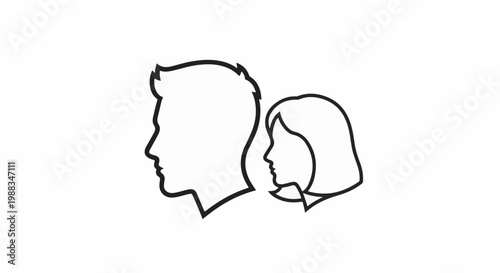 Outline profiles of a man and a woman facing each other