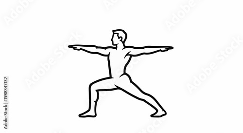 Minimalist outline of a person in a warrior yoga pose