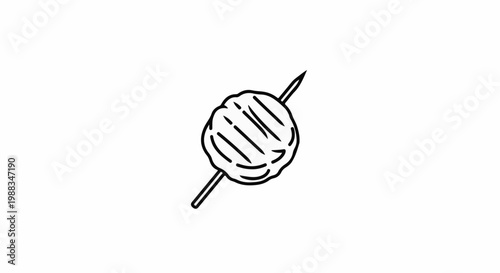 Simple line drawing of a grilled food item on a skewer