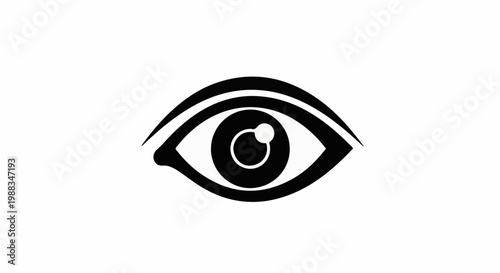 Stylized black eye symbol with iris and pupil