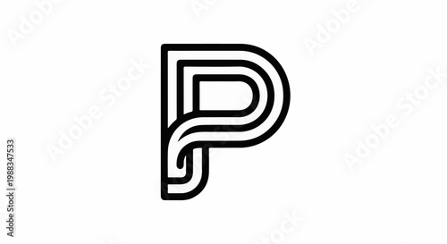 Stylized black letter P formed by parallel lines on white background