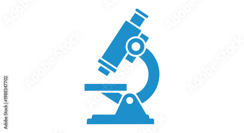Illustration of a blue microscope isolated on white, used for scientific observation