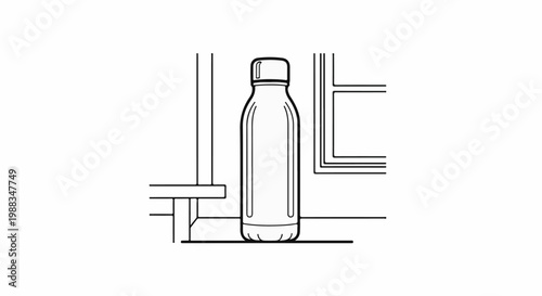 Simple line drawing of a tall, narrow water bottle with a cap