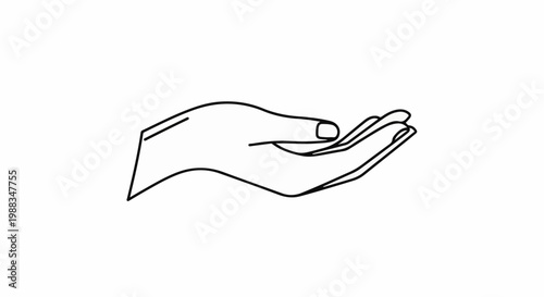 Line art of an open palm and fingers in a cupping gesture