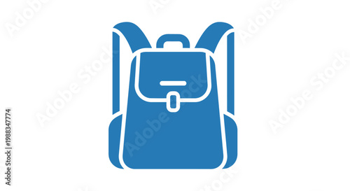 Minimalist blue backpack icon, perfect for design, education and travel concepts