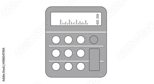 Minimalist representation of electronic device features a display screen and button interface